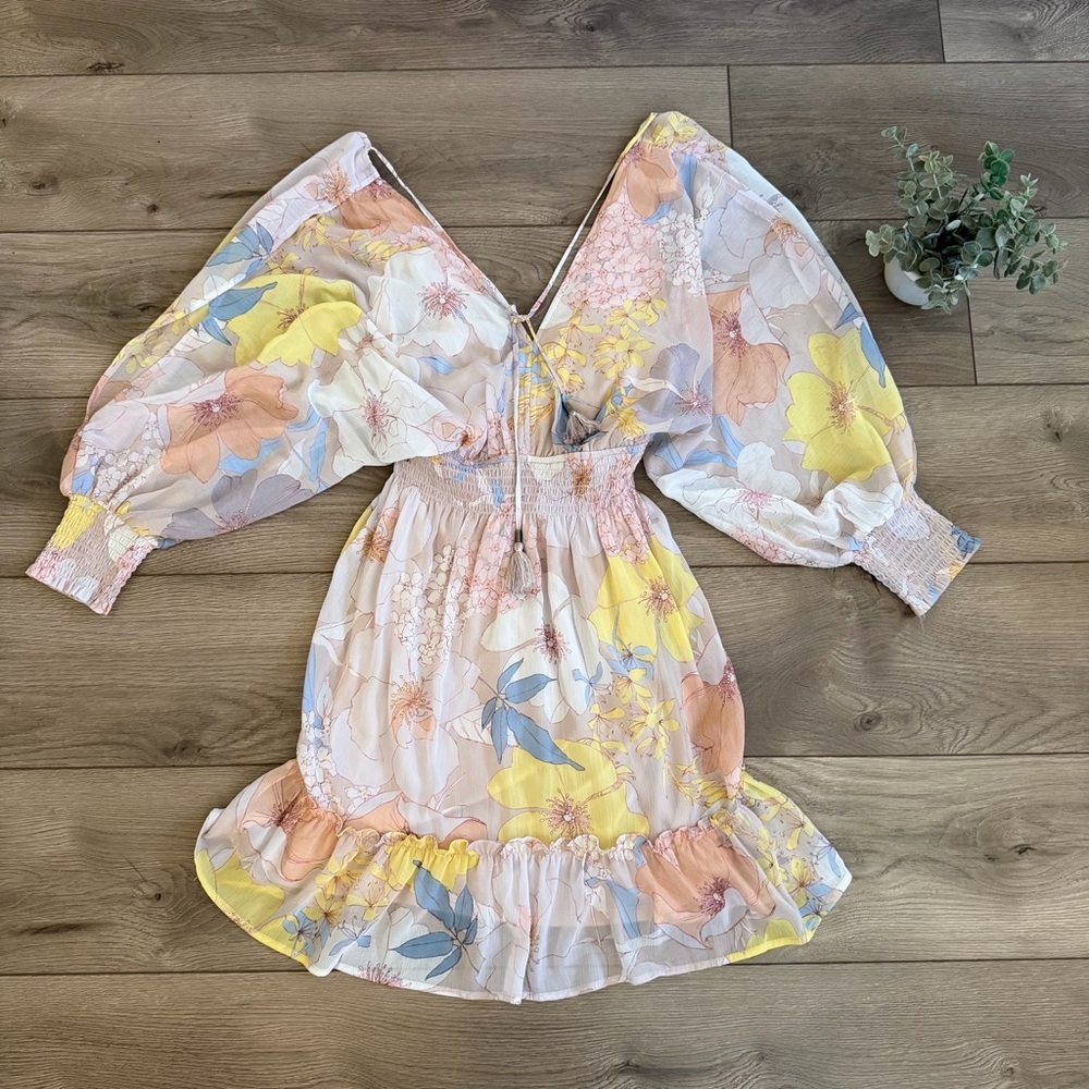 Mahina Multi Colored Floral Mini Dress Size Medium